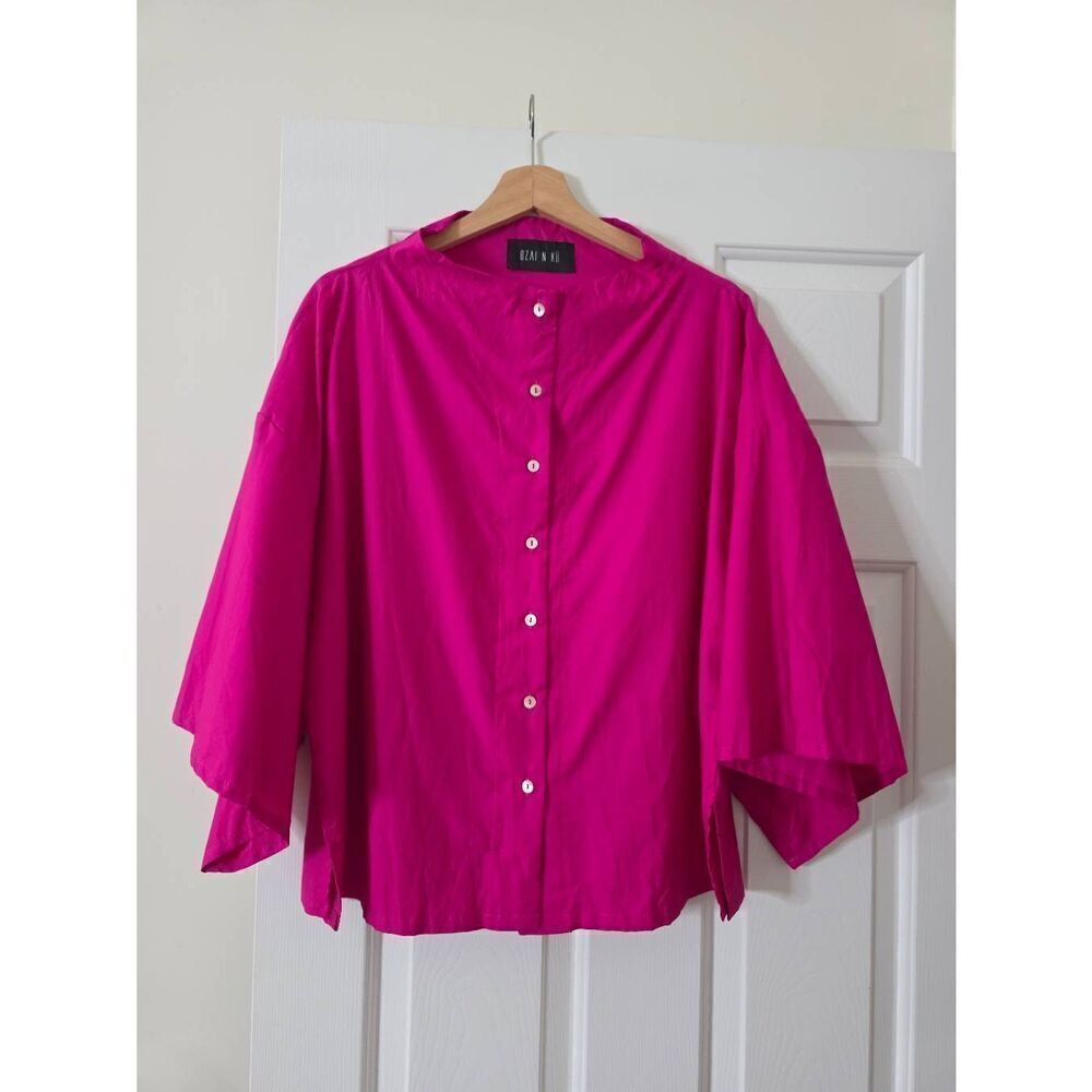 Ozai N Ku Siri Crinkle Funnel Top In Fuchsia Size 2 (L/XL)